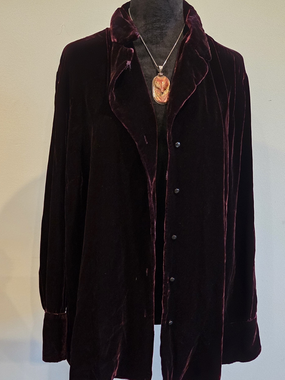 Ralph Lauren Velvet Button-Front Jacket in Deep Plum